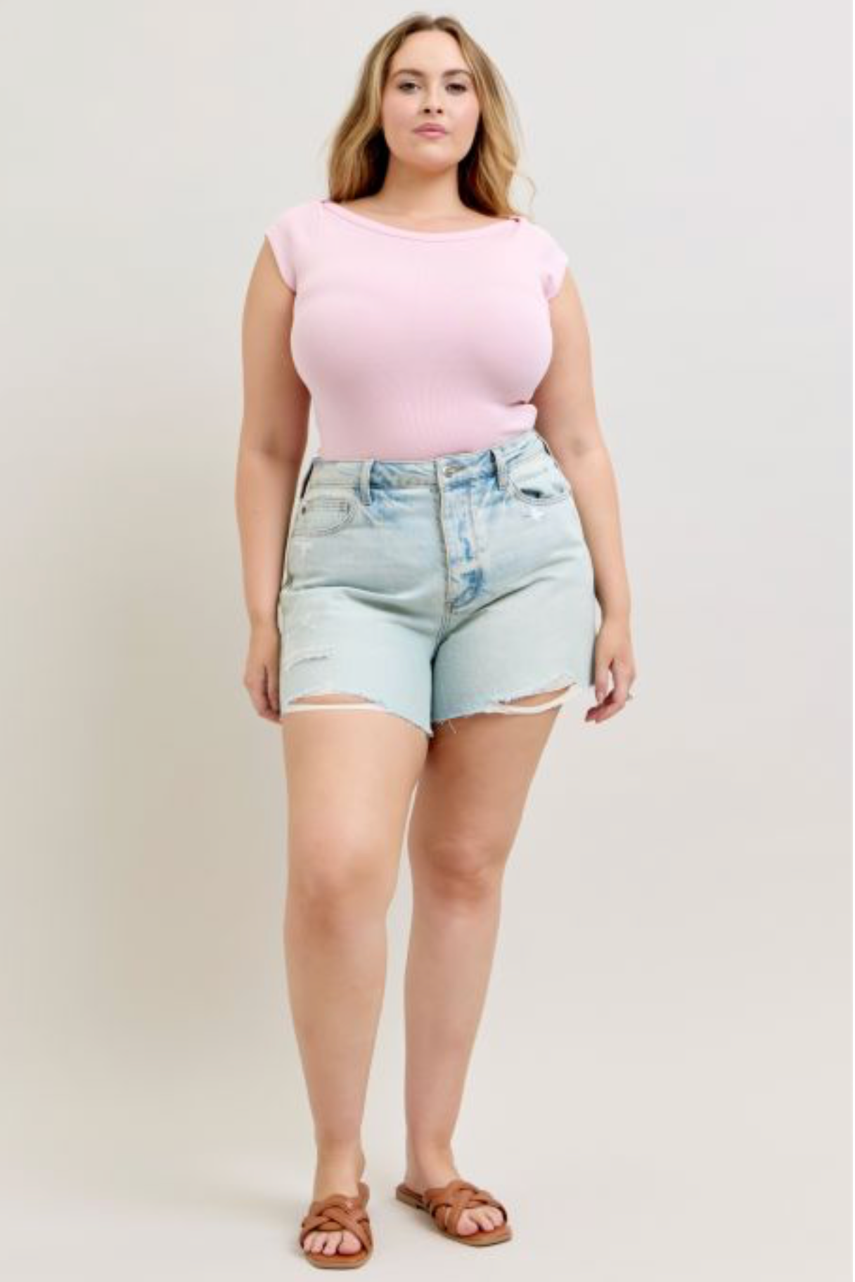 Judy Blue - High Waist Lt Wash Cut Off Shorts