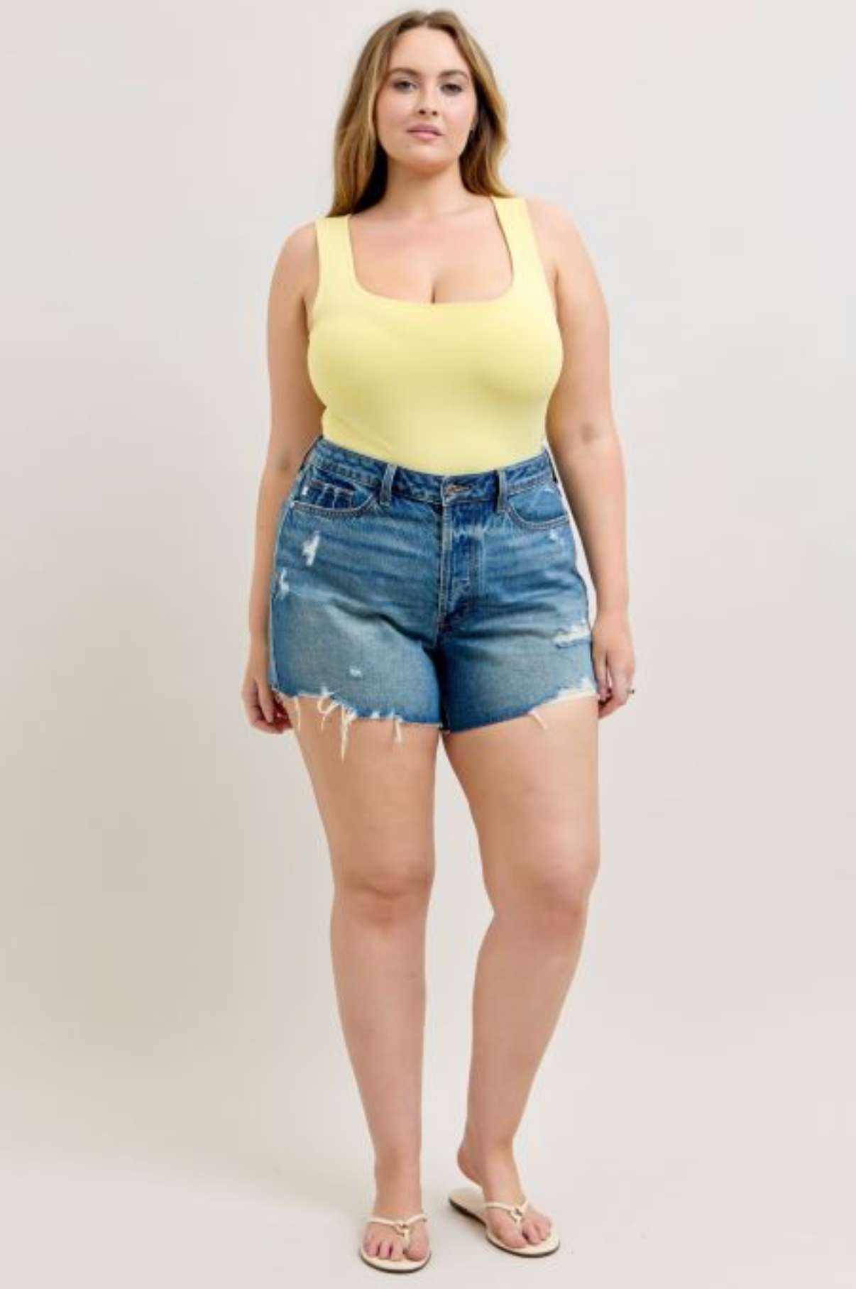 Judy Blue - High Waist Med Wash Cut Off Shorts
