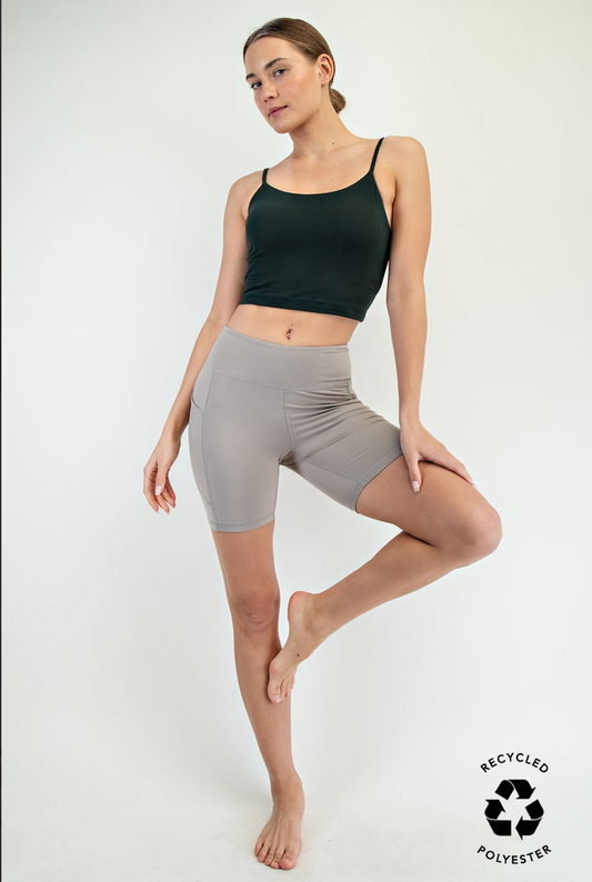 Stone Taupe - 6" Biker Shorts w/pockets