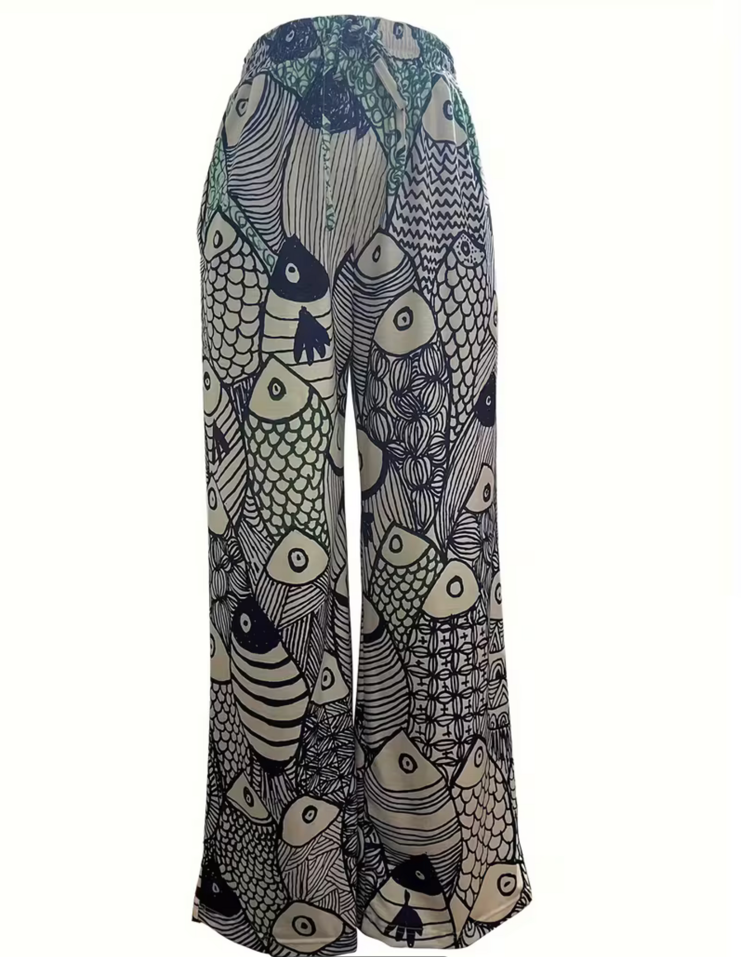 Ladies Fish Pattern Drawstring Waistband Pants