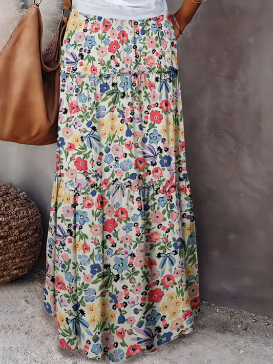 Spring Ivory Floral Skirt