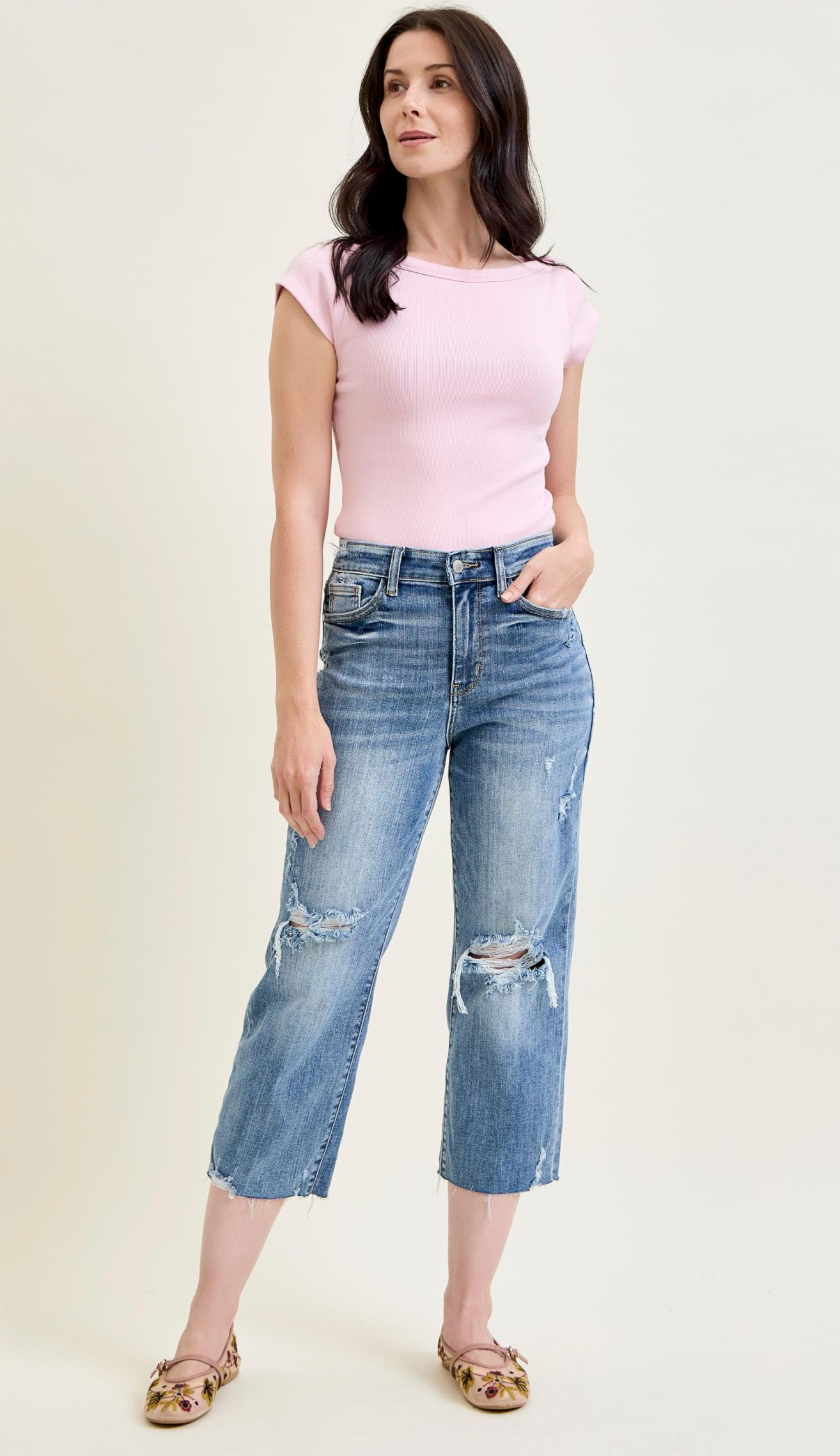 Judy Blues - High Waist Destroy Crop