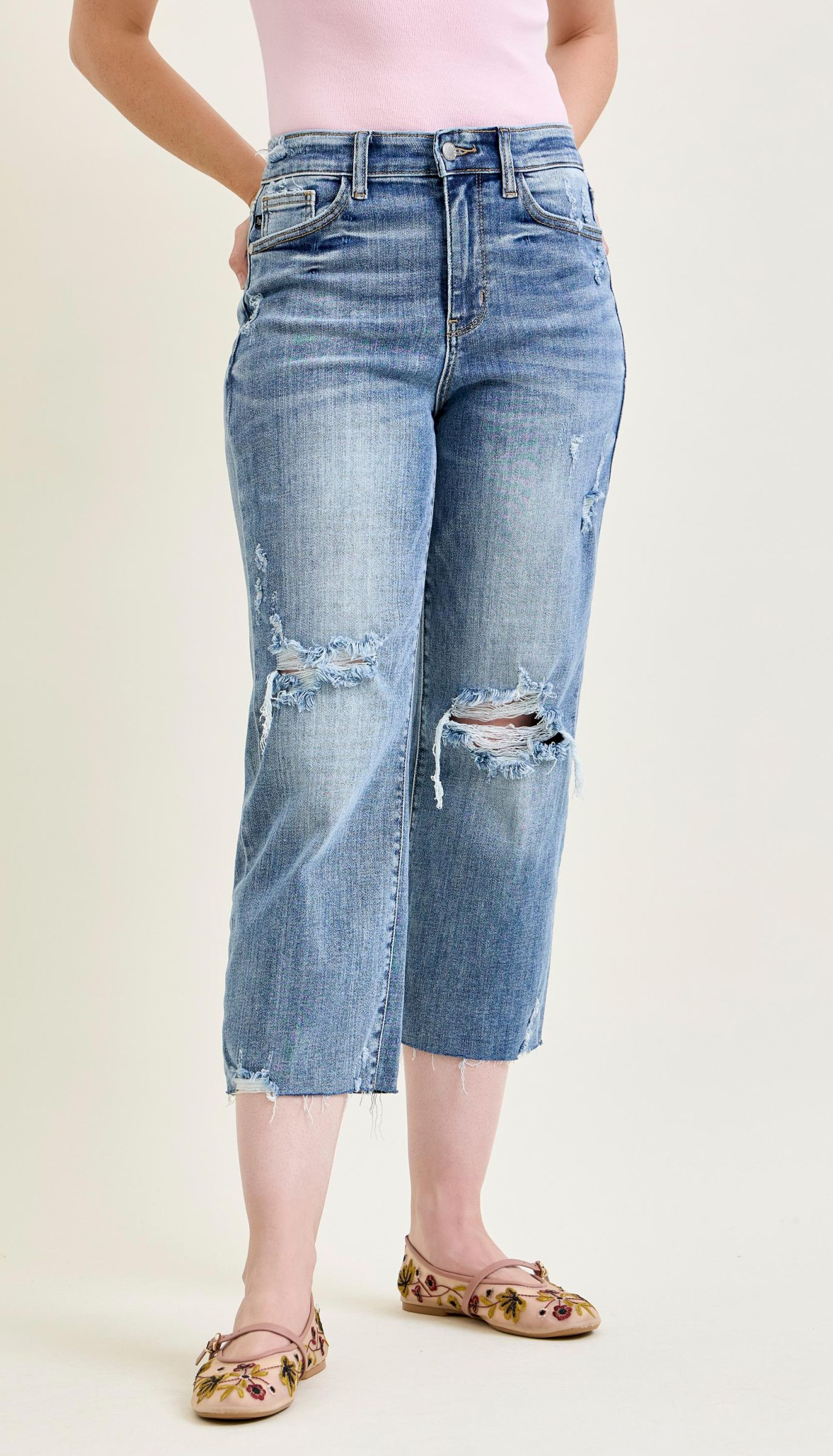 Judy Blues - High Waist Destroy Crop
