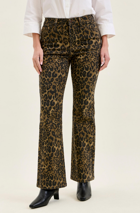 Judy Blues - High Waisted Leopard Print Bootcut