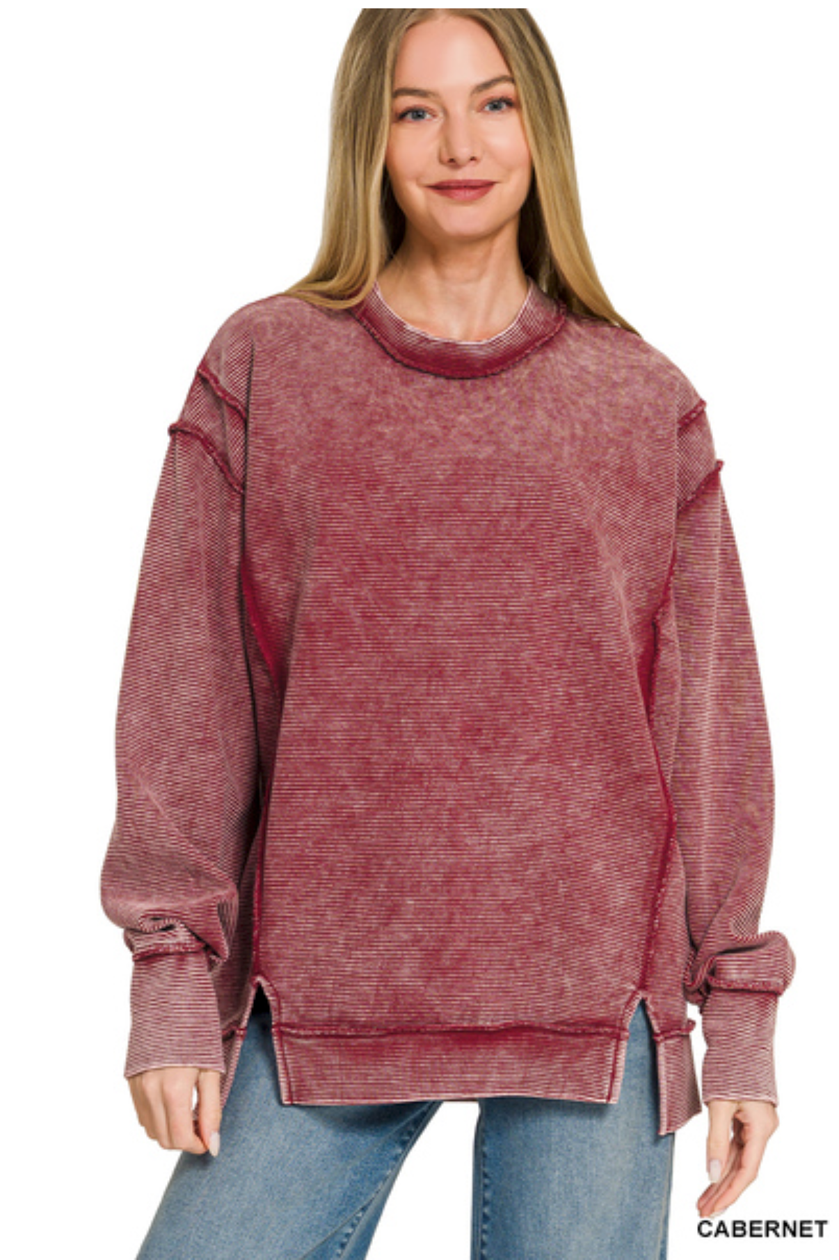 Cabernet Acid Washed Ribbed Exposed Seam