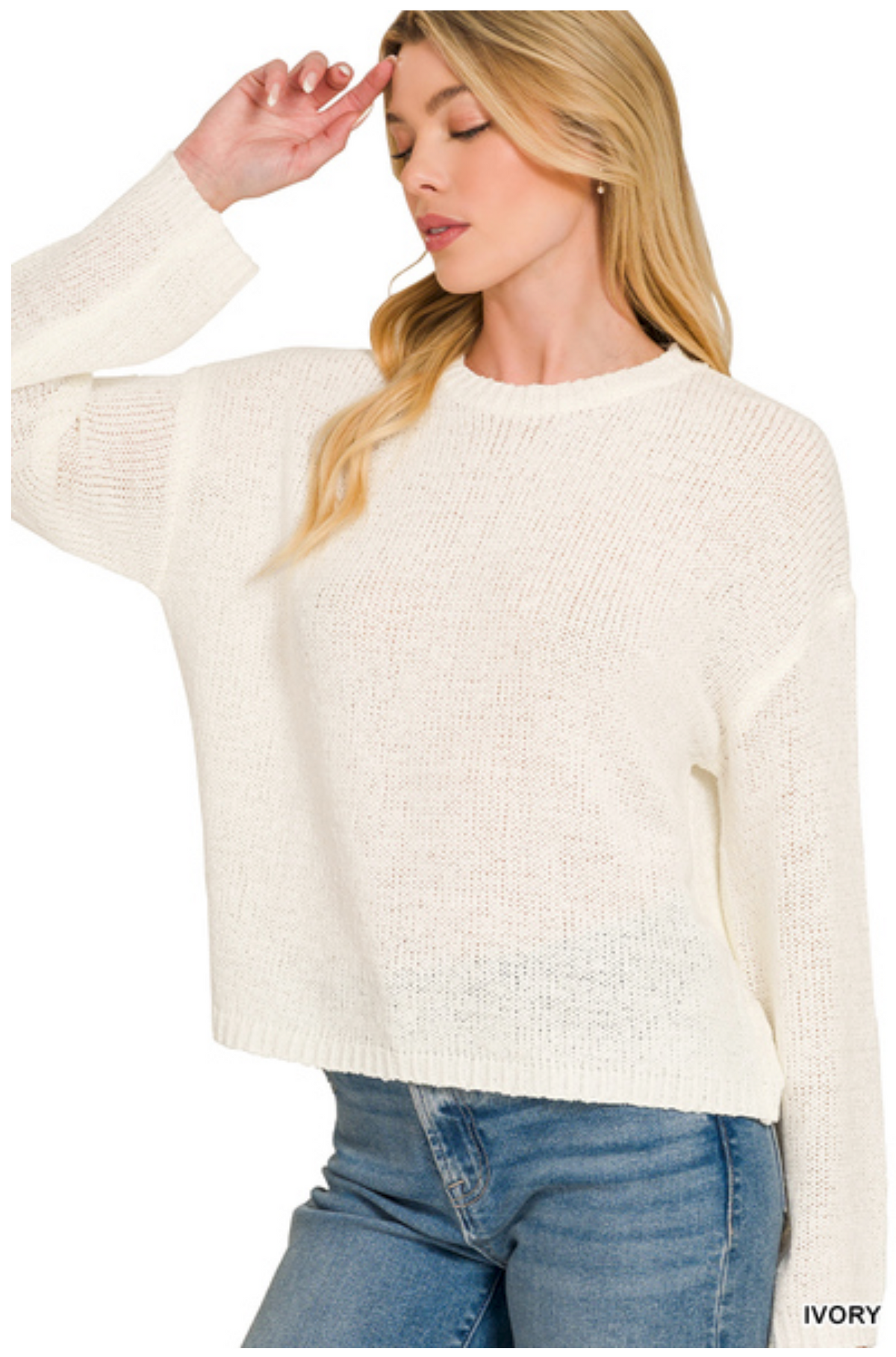 Ivory Lightweight Round Neck Sweater