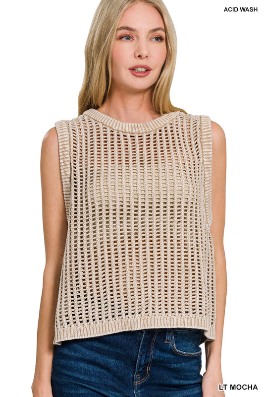 Mocha Washed Hollow Top
