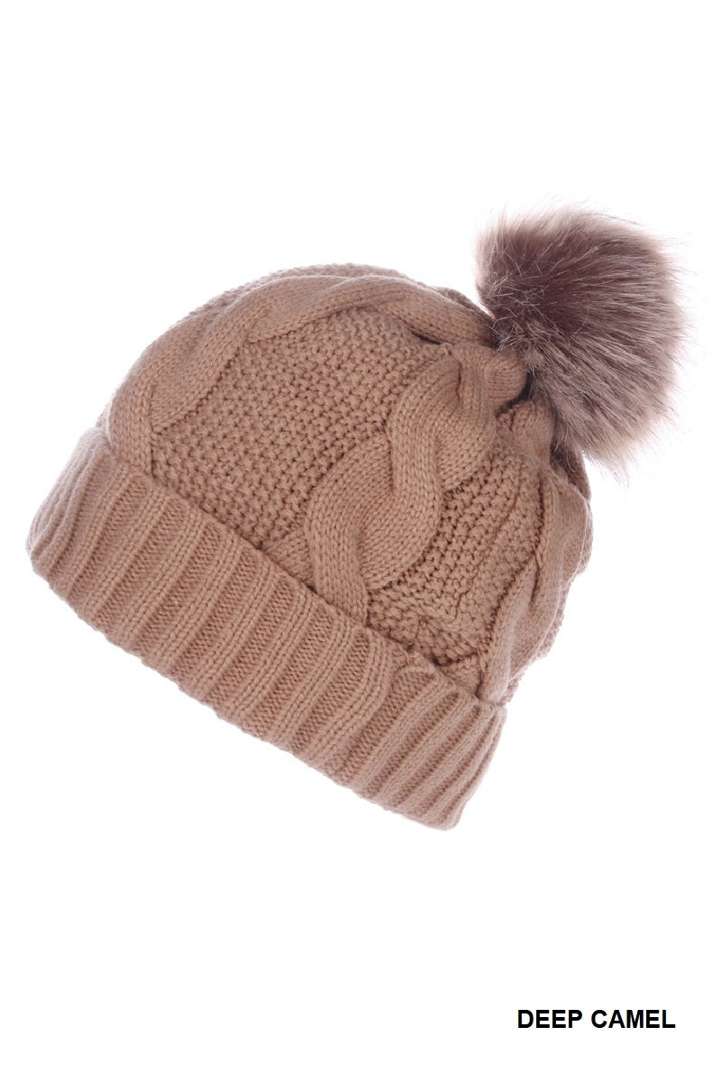 Cable Knit Pom Pom Beanie
