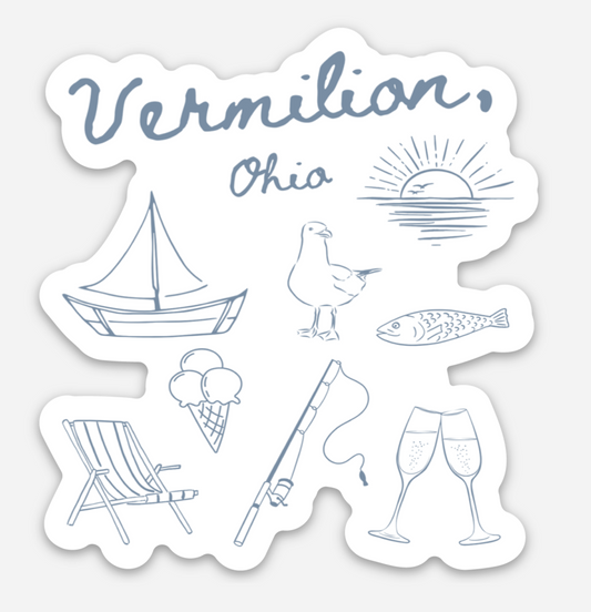 Vermilion Doodle Sticker