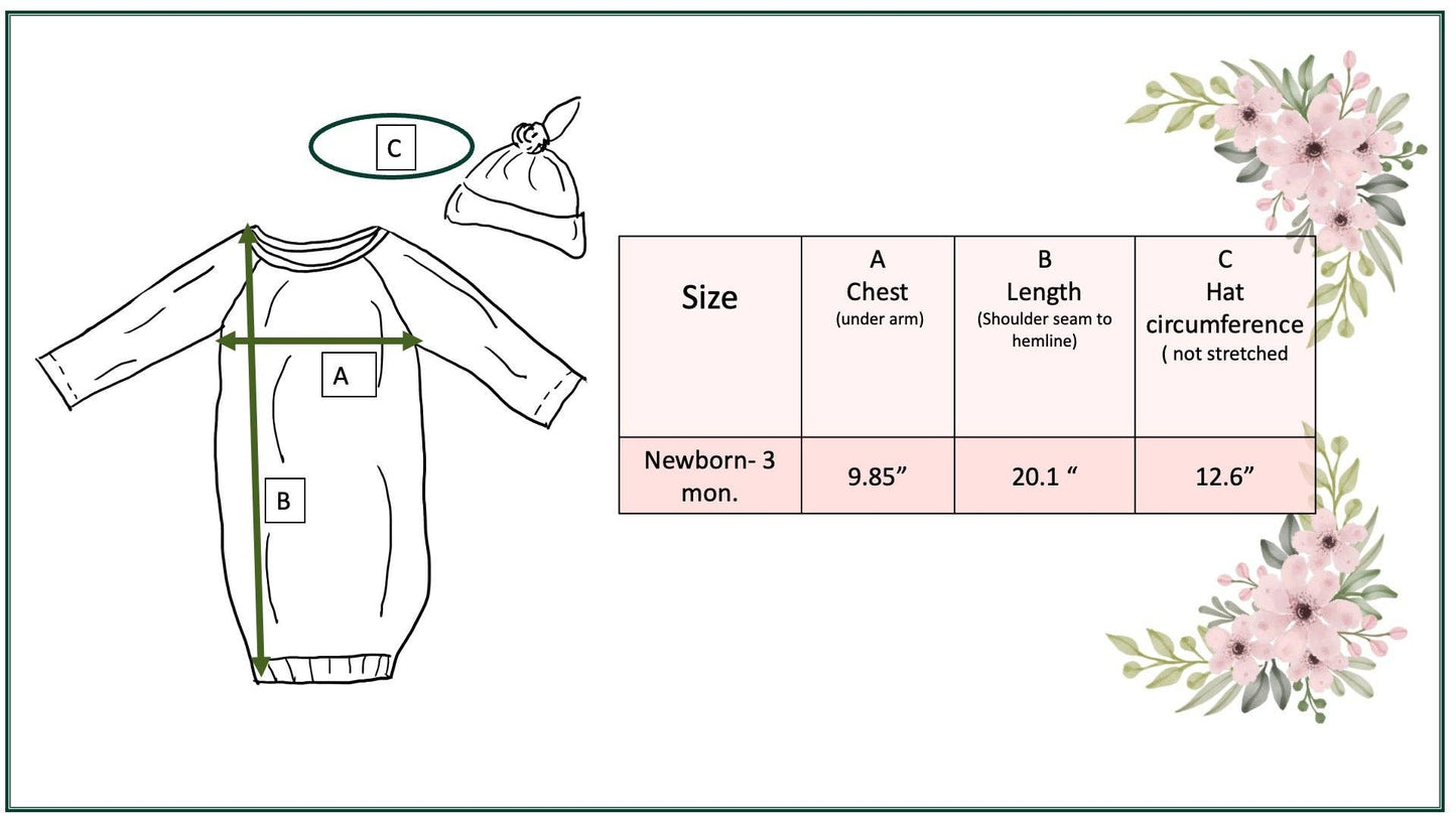 Blue Fish Baby Gown + Hat Set