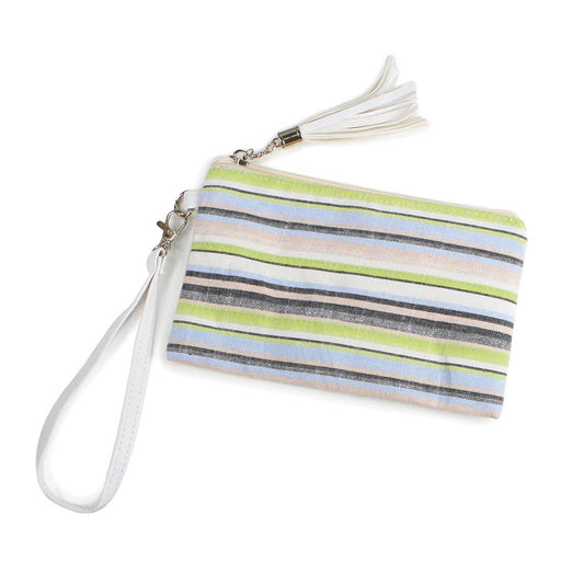 Multicolored-Striped Wallet with Wristlet