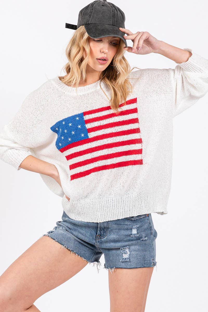 AMERICAN FLAG LIGHT SWEATER