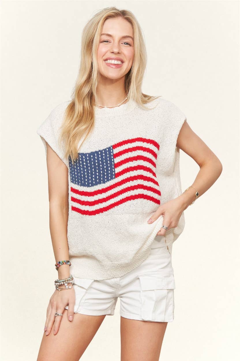 American Flag Knit Top