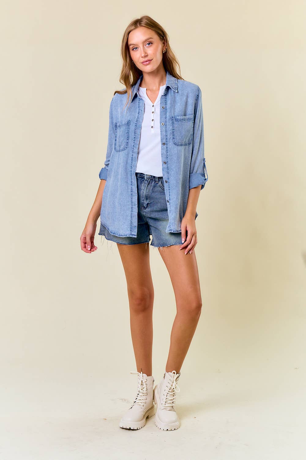 Chambray Shirt W Pockets