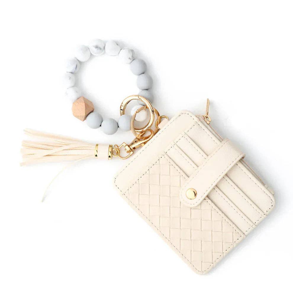 Quilted Beaded Keychain Bracelet Wallet