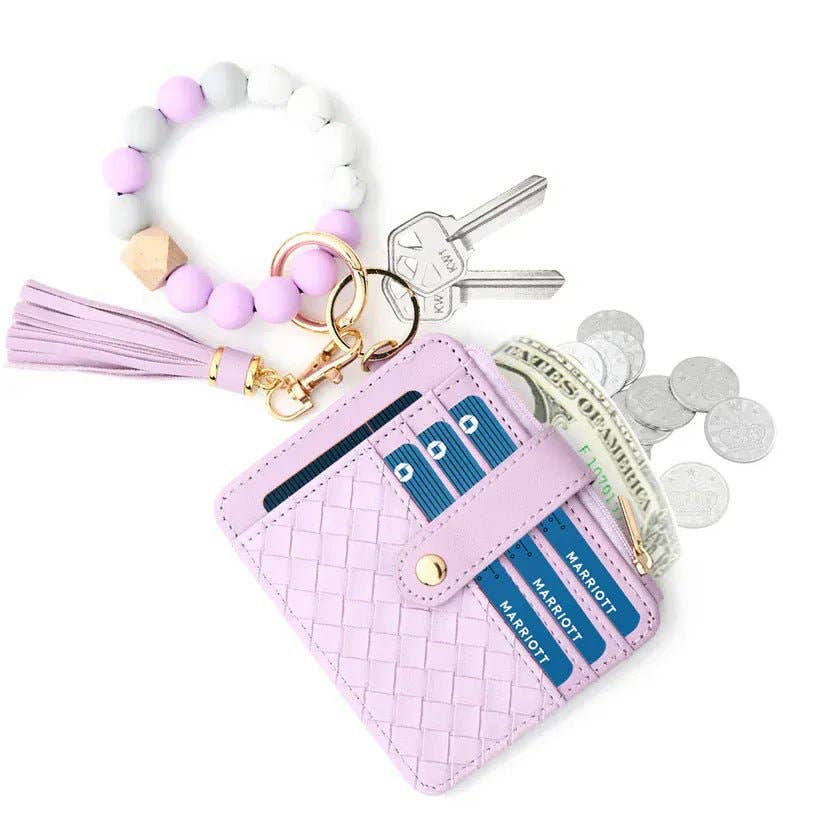 Quilted Beaded Keychain Bracelet Wallet