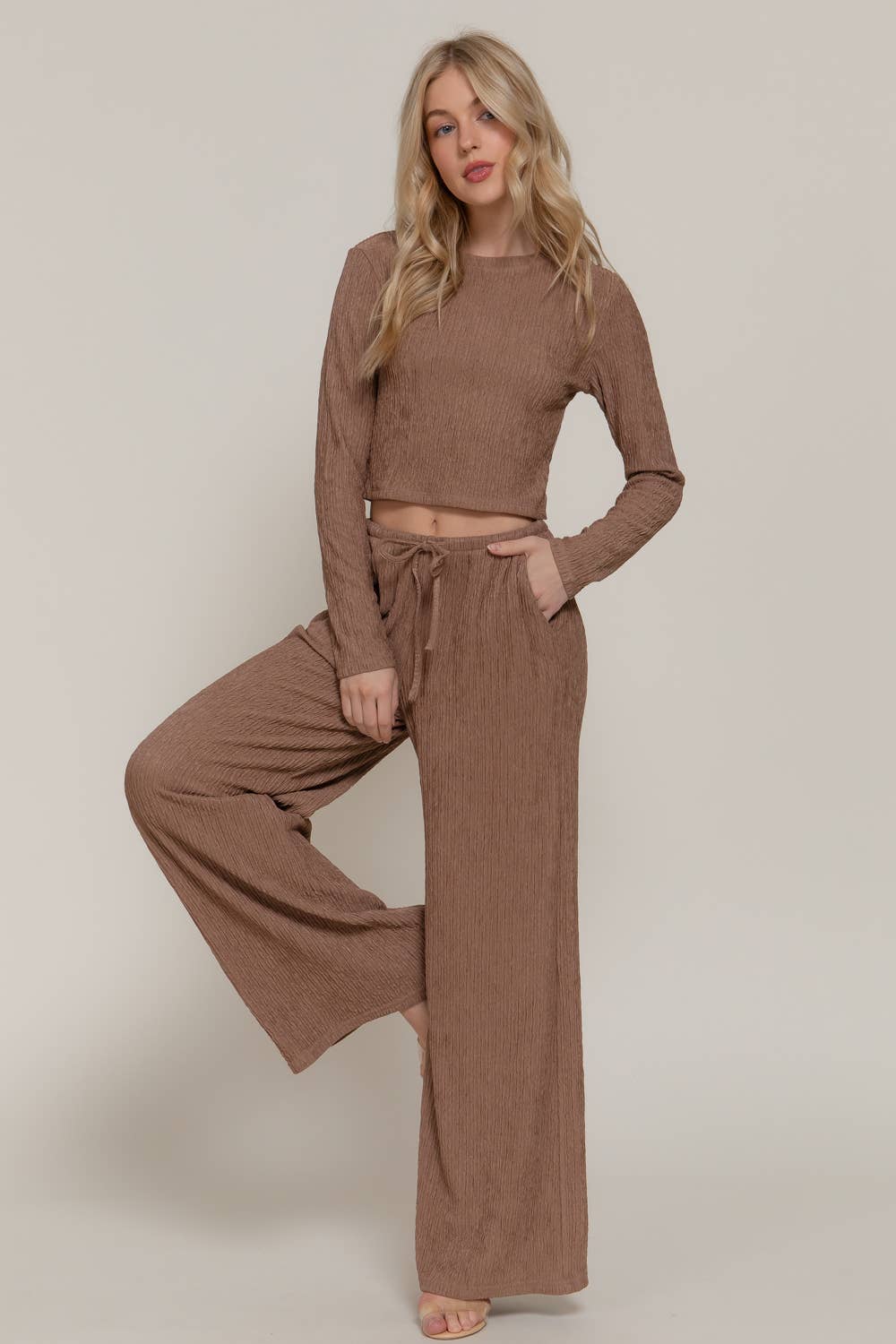 Mocha Long Sleeve Top & Pants Set