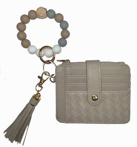 Quilted Beaded Keychain Bracelet Wallet