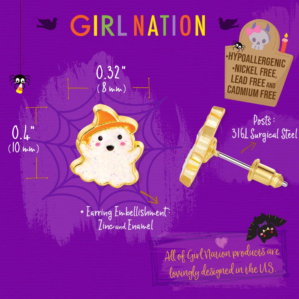 Glitter Ghost - Stud Earrings