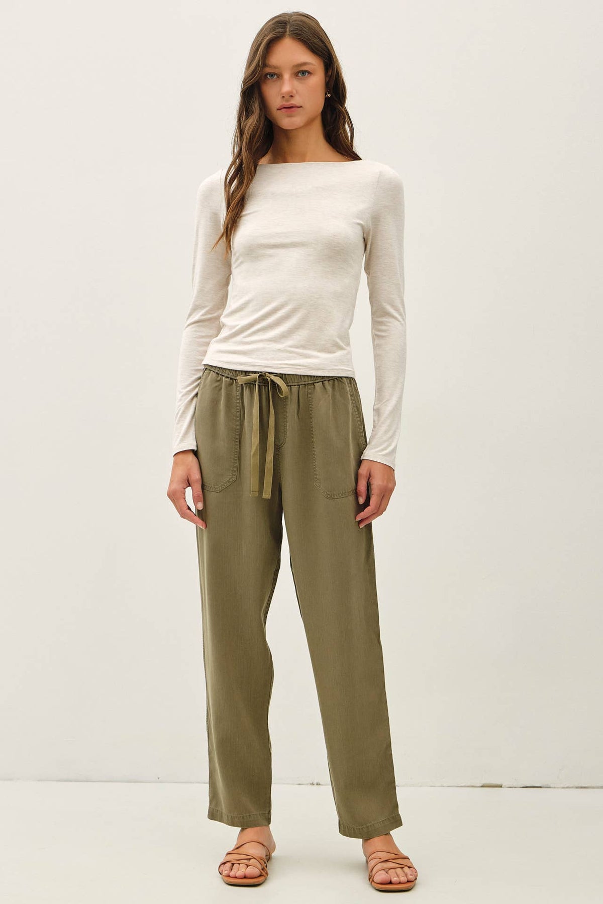 DEEP CHOCOLATE TENCEL TAPERED PANTS