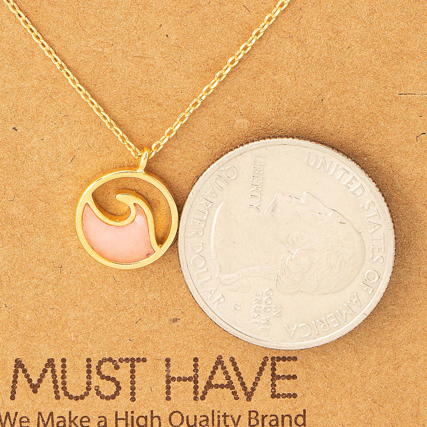 Round Wave Coin Pendant Necklace
