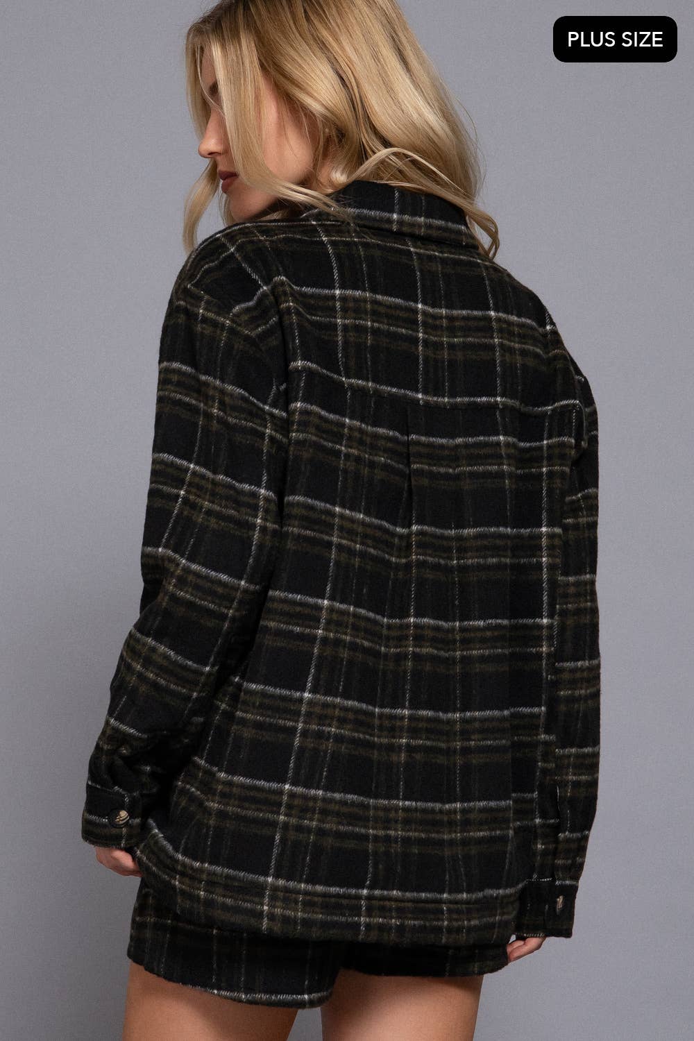 Black Brushed Plaid Jacket