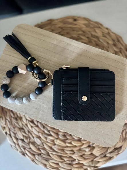 Quilted Beaded Keychain Bracelet Wallet