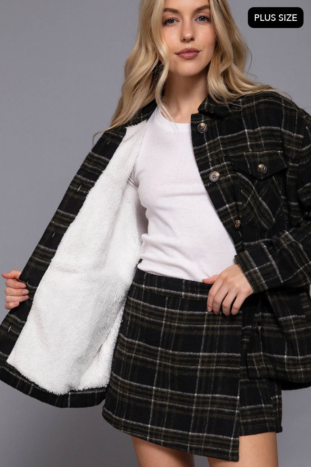Black Brushed Plaid Jacket