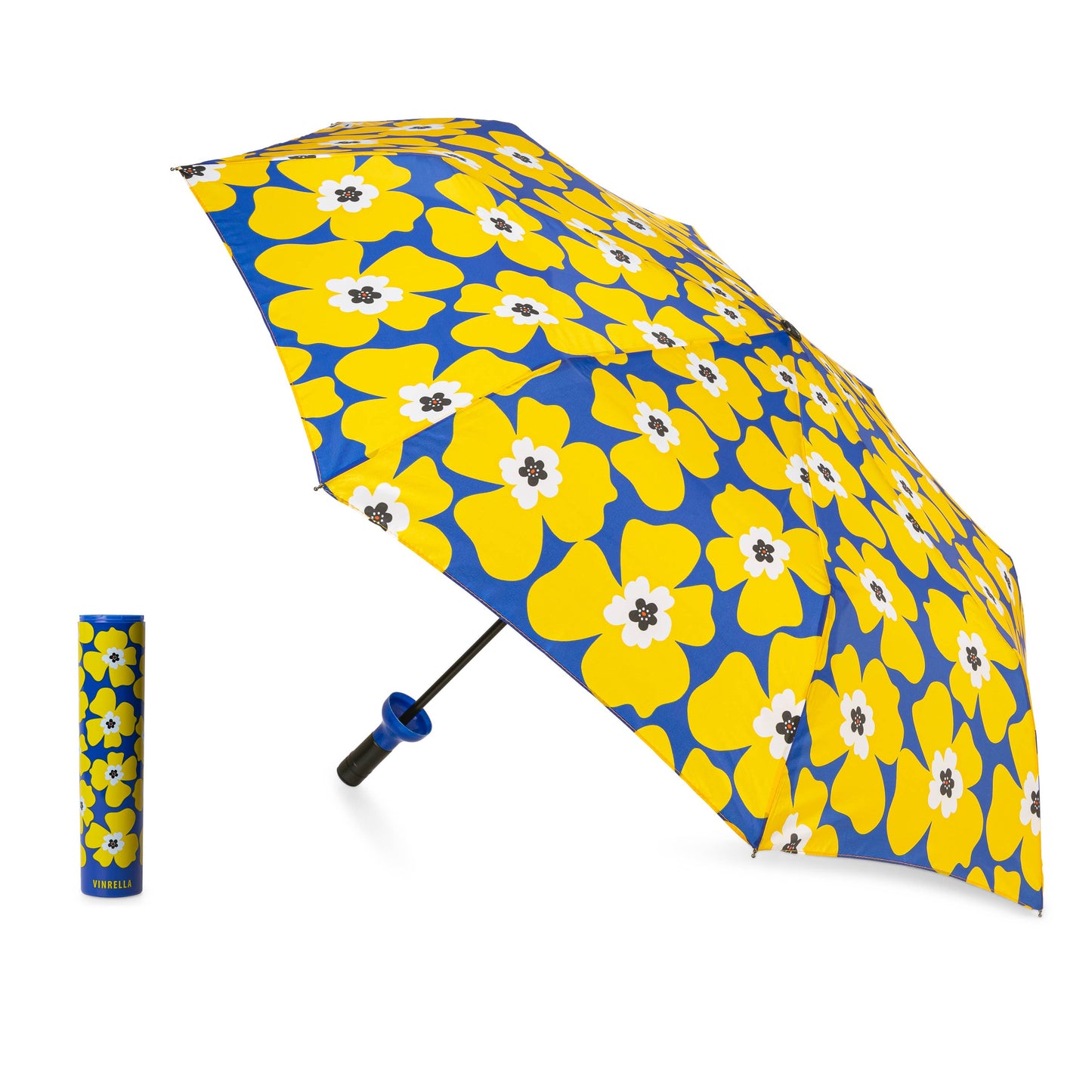 Yellow Floral Blue Bottle Umbrella