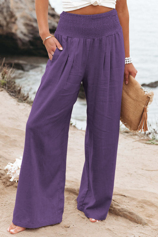 PURPLE SMOCKED PANTS