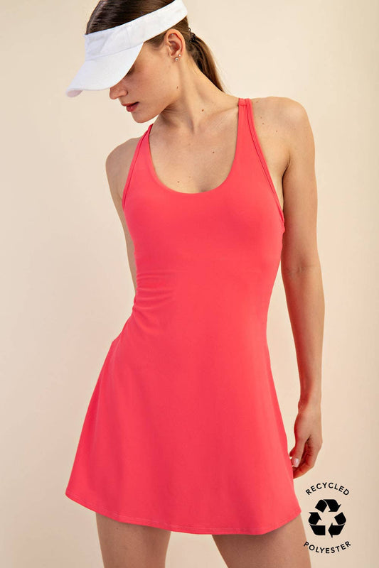 Flamingo Pink - Tennis Dress Romper