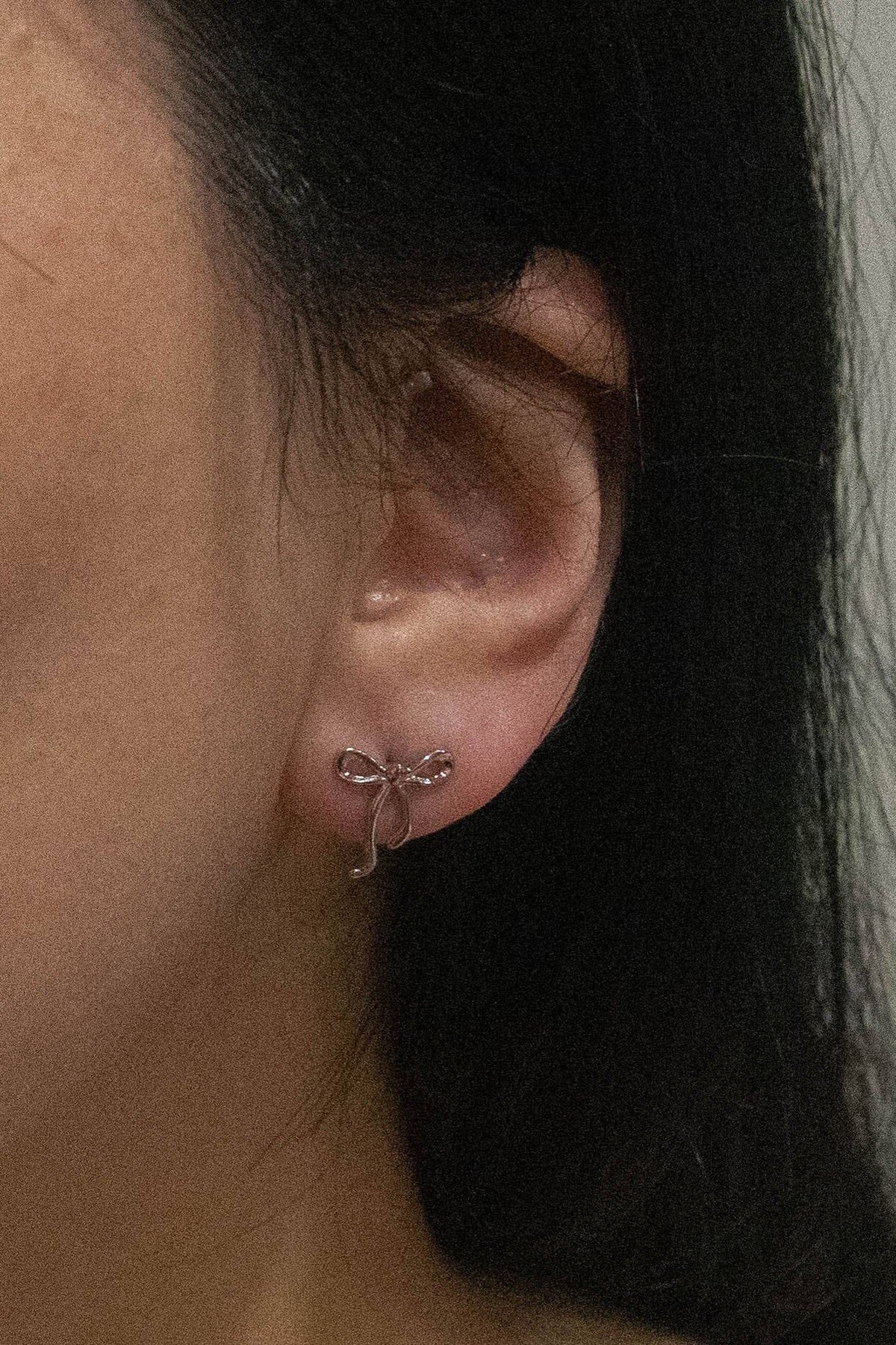 Curled Bow Charm Earrings