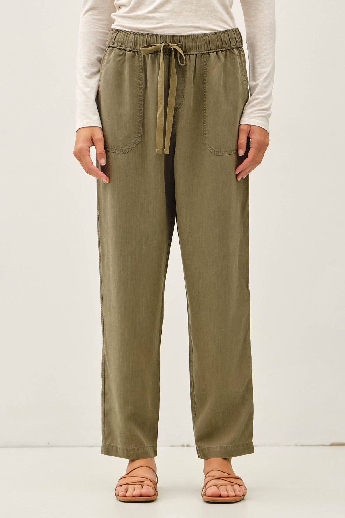 DEEP CHOCOLATE TENCEL TAPERED PANTS