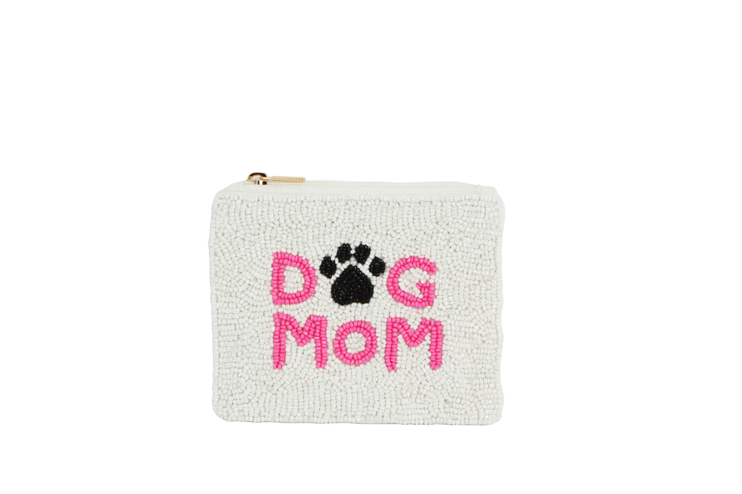 DOG MOM Fully Beaded Coin Purse