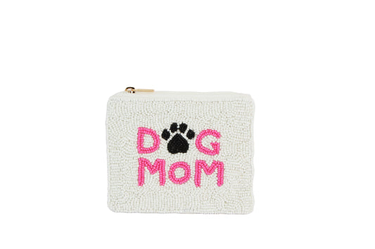 DOG MOM Fully Beaded Coin Purse