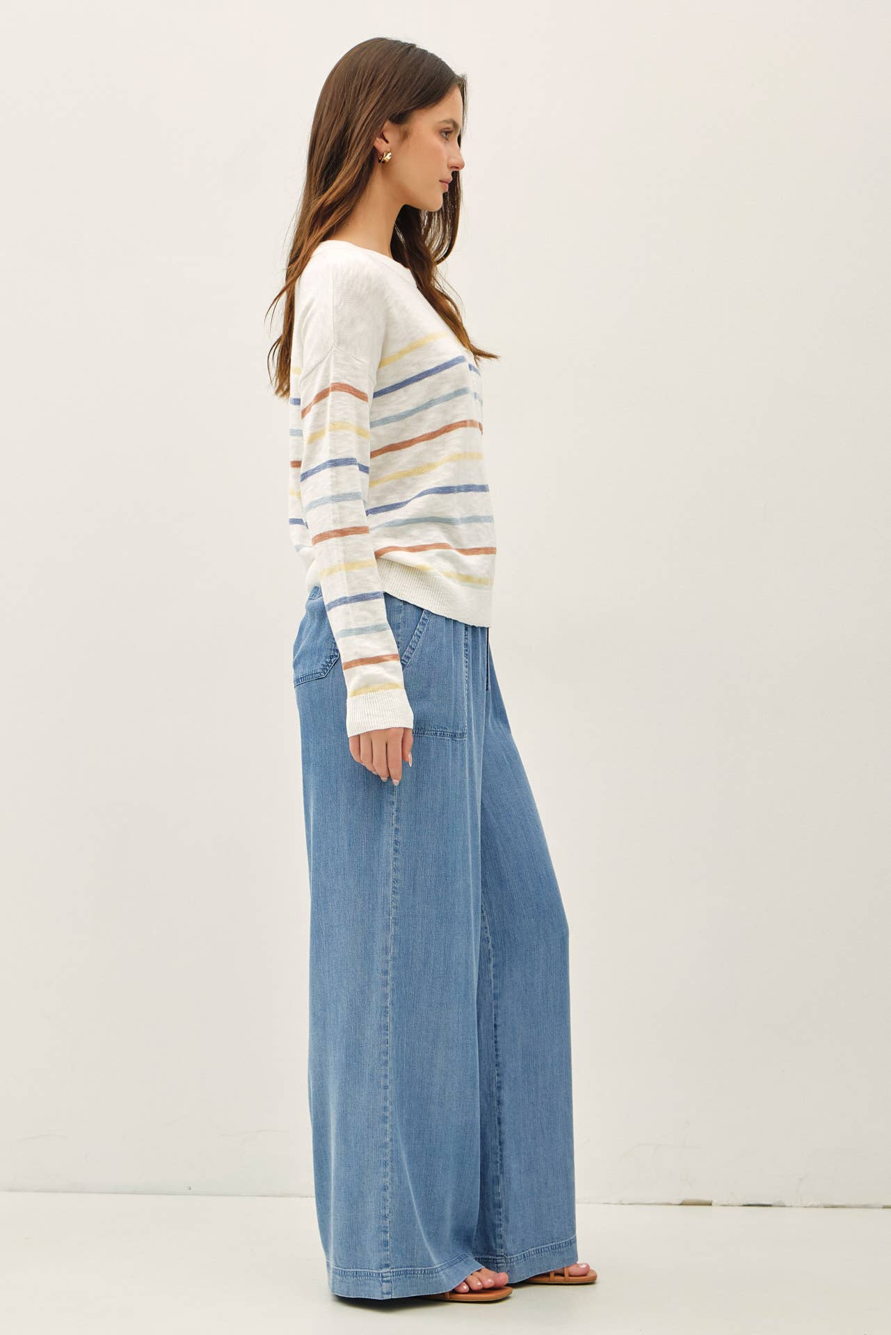 Chambray Wide Leg Pants