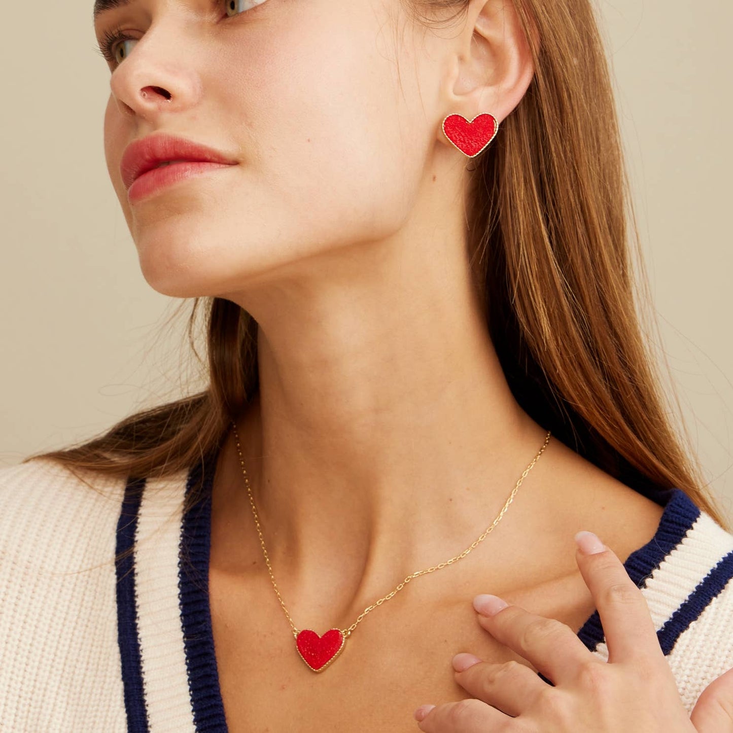 Heart Stone Charm Necklace