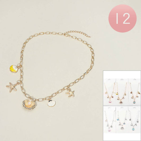Seashell Starfish Charm Necklace