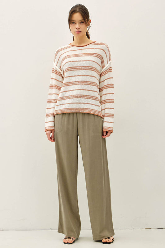 POPPY TEXTURED STRIPE OVERSIZED SWEATER