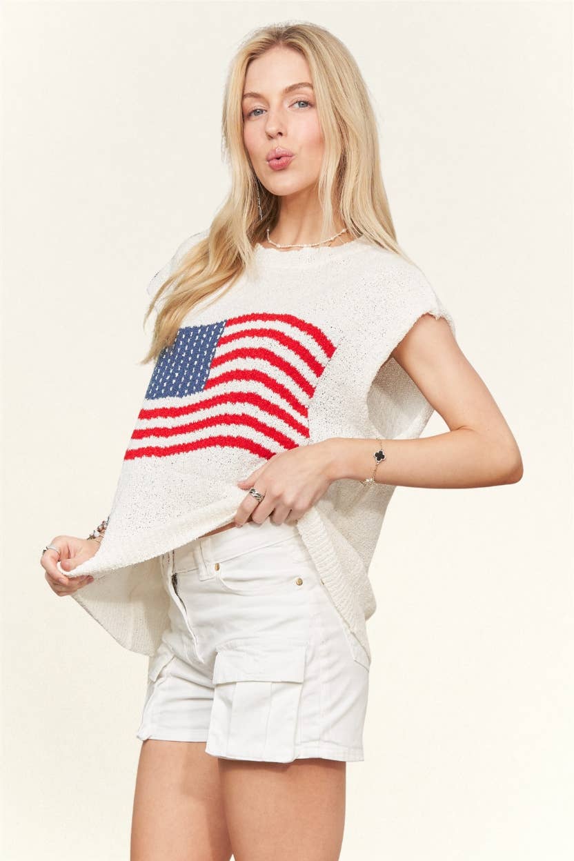 American Flag Knit Top