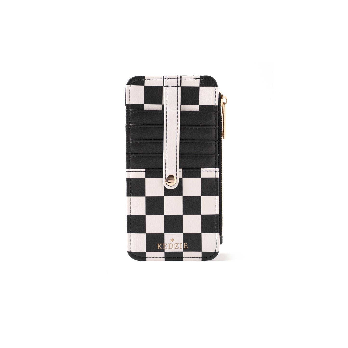 Black Checkered Kedzie Zippered Wallet