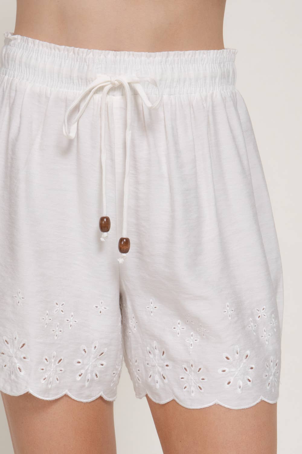 Black Eyelet Hem Woven Shorts