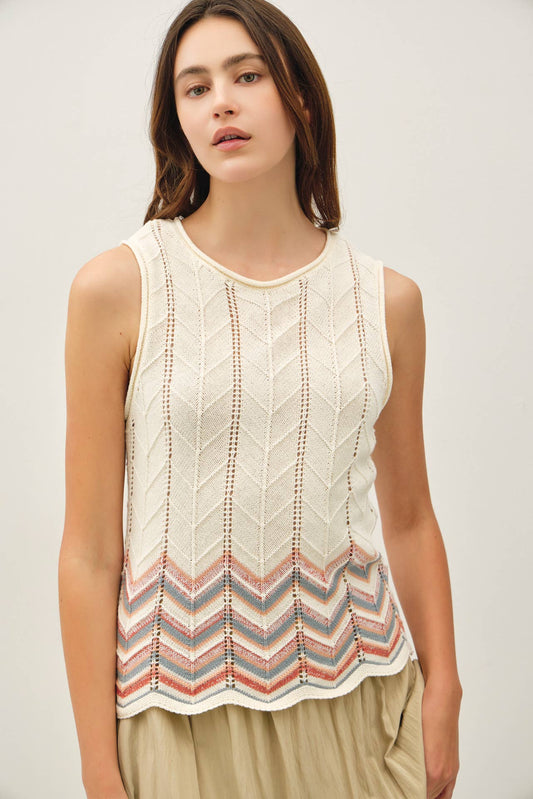 Terracotta Chevron Knit Tank