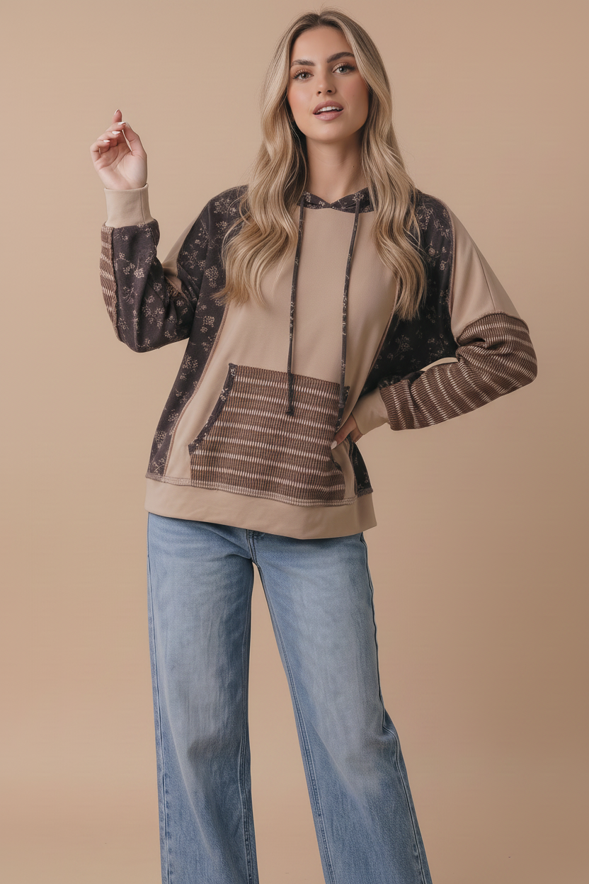 Mocha Oversized Kangaroo Pocket Hoodie