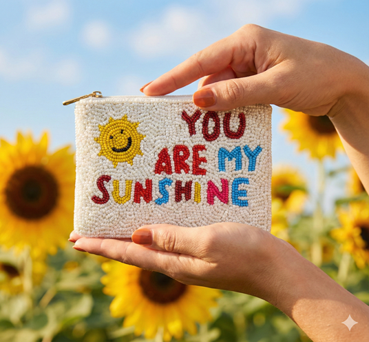 YOU ARE MY SUNSHINE Beaded Coin Purse