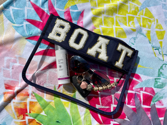Boat Chenille Letter Clear Pouch