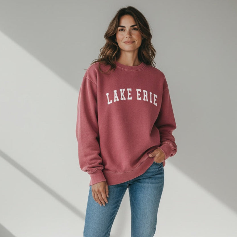 Lake Erie Coastal Red Pullover Crew