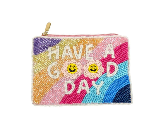 Have a Good Day Beaded Coin Purse