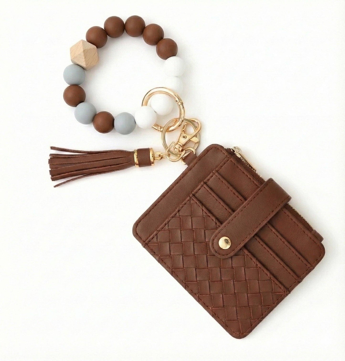 Quilted Beaded Keychain Bracelet Wallet