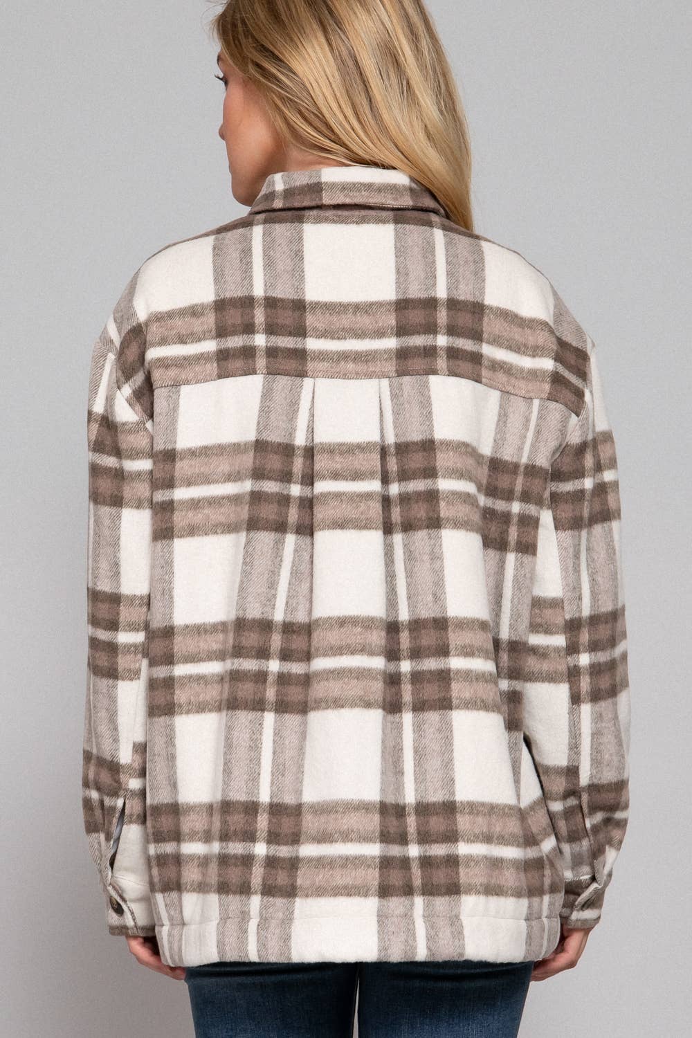 Camel Brushed Plaid Jacket